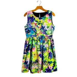 ZARA “Bloggers Fave” Floral Watercolor Sleeveless Fit & Flare Dress L